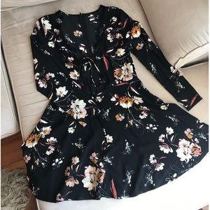 ASOS Floral Long Sleeve Skater Dress